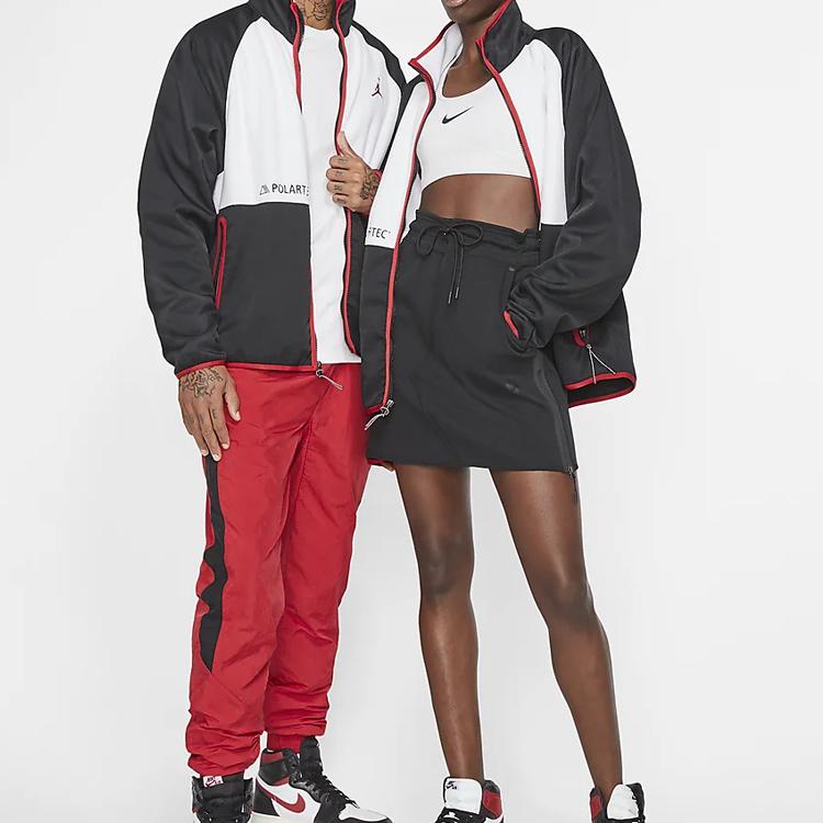 Air Jordan 11 Polartec Fleece Collar Spliced Colorblock Sports Jacket Men Jacket Black White Red CU1495-010