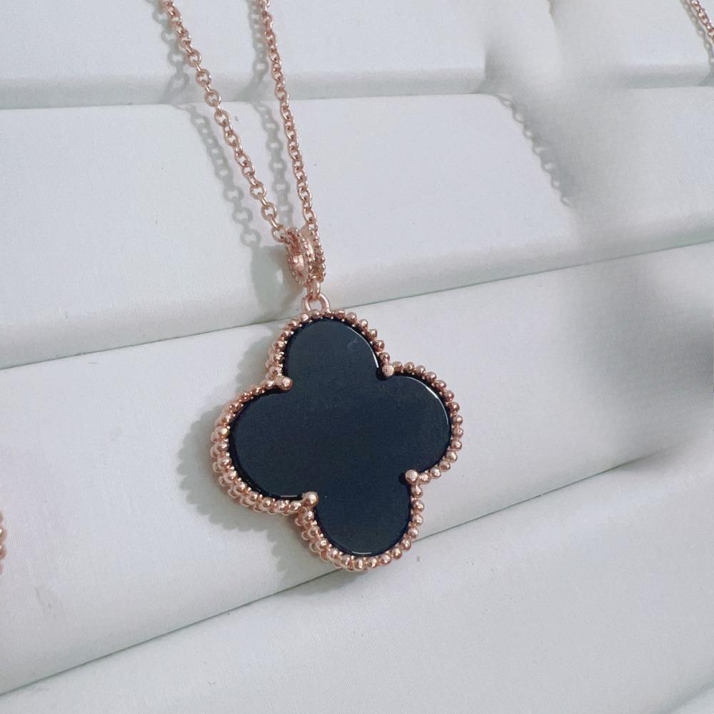 Large Four-leaf Clover Necklace Red Agate White Mother-of-pearl Purple Turquoise Sweater Chain rose gold