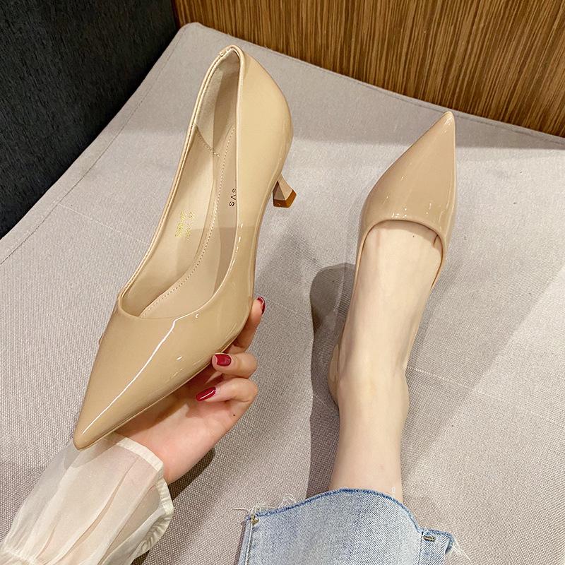 Fashion Spring Fashion Shoes Women's 2025 New Concise Elegant Medium Heel Women's Pumps Pointed Toe Shallow Thin Heels High Heels