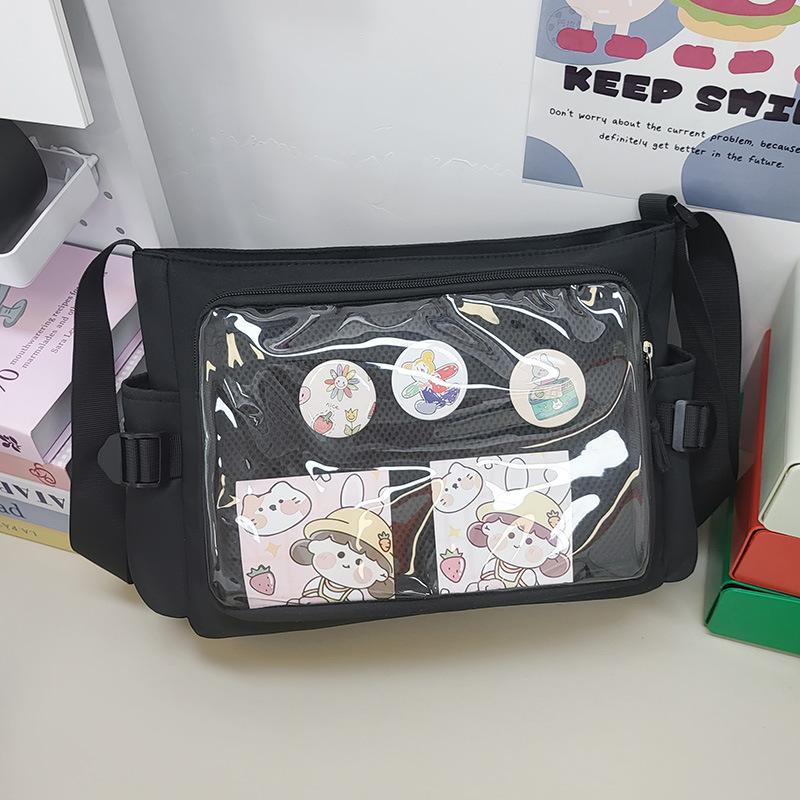 

Transparent Badge Display Tote Bag Preppy Style Candy Colour Cute Crossbody Bag Anime Expo Women Doll Itabag Shoulder Bag With Badge and Card чорний
