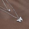 Titanium Steel Double-Layer Butterfly Necklace Female Full Diamond Butterfly Collarbone Chain Temperament Simple Accessories