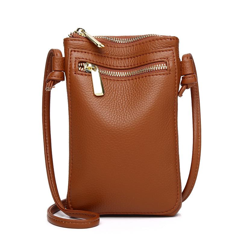 Frühling und Sommer Erste-Schicht Rindsleder Vertikale Weiche Leder Schulter Crossbody Mini Mittleren Alters Mutter Handy Tasche
