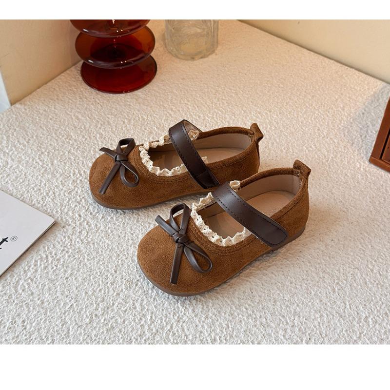 Girls Bowknot Lace Shallow Mouth Soft Sole Princess Leather Kids Shoes