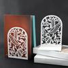 2Pcs Book Ends for Shelves Hollowed Bird Flower Metal Bookends Heavy Duty Book End Decorative Book Stoppers for Shelves