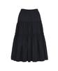 BMUETTE Shirred 3-Tier Layered Skirt Black