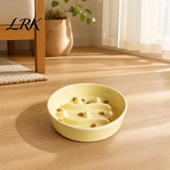 Stable Slow Feed Pet Bowl Feeder Bowl, Ceramic Anti-vomiting Dog Non-Slip Durable Food Reduces Choking for Dogs Cats Cat