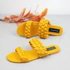 Fashion 2025 New Designer Women Outside Slippers Summer Woman Flat Slides High Quality PU Leather Fashion Double Weave Beach Sandals