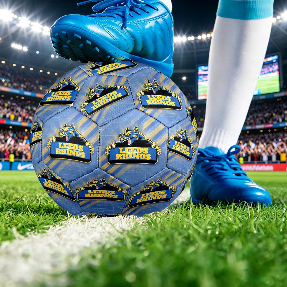 Leeds Rhinos Size 5 Sports Training Ball Shock Absorbing Durable Ball For Match Daily Practice Outdoor Activities