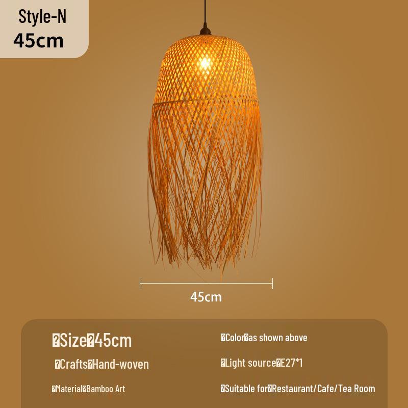 Bamboo Woven Lantern Light for Chinese Restaurant or Teahouse - Rattan Straw Hat Pendant Light