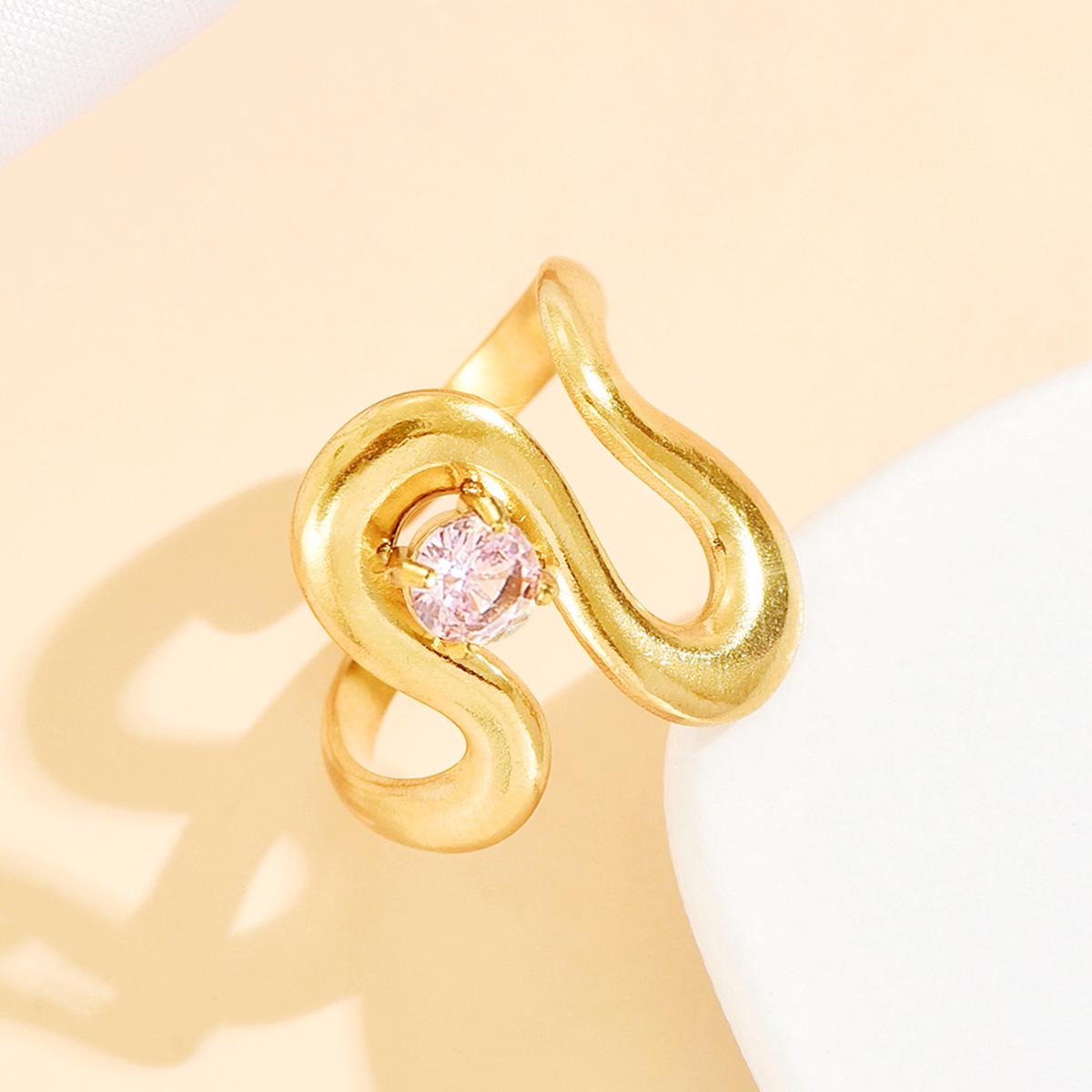 Cross-Border Fashion Stainless Steel Geometric Zircon Diamond Ring