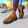 Fashion 2025 Spring New Pu Leather Loafers Women Vintage Soft Bottom Med Heel Pumps Ladies Outdoor Wear Resistant Platform Shoes Mujer