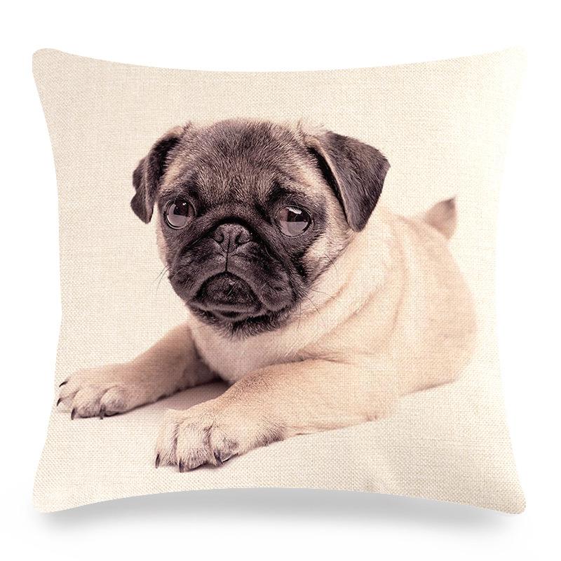 Cute Pet Pug Dog Digital Printing Short Plush Pillow Covers Decorative For Car Sofa Office Cushion Cover Home Goods 60X60Cm