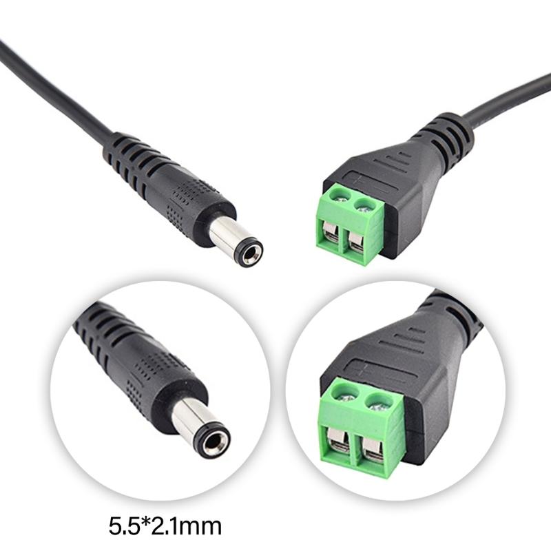DC5.5x2.1mm Male Power Cable with Screw Terminals For LED Strips CCTV Cameras 12V/24V Power Supply Not Need Solder