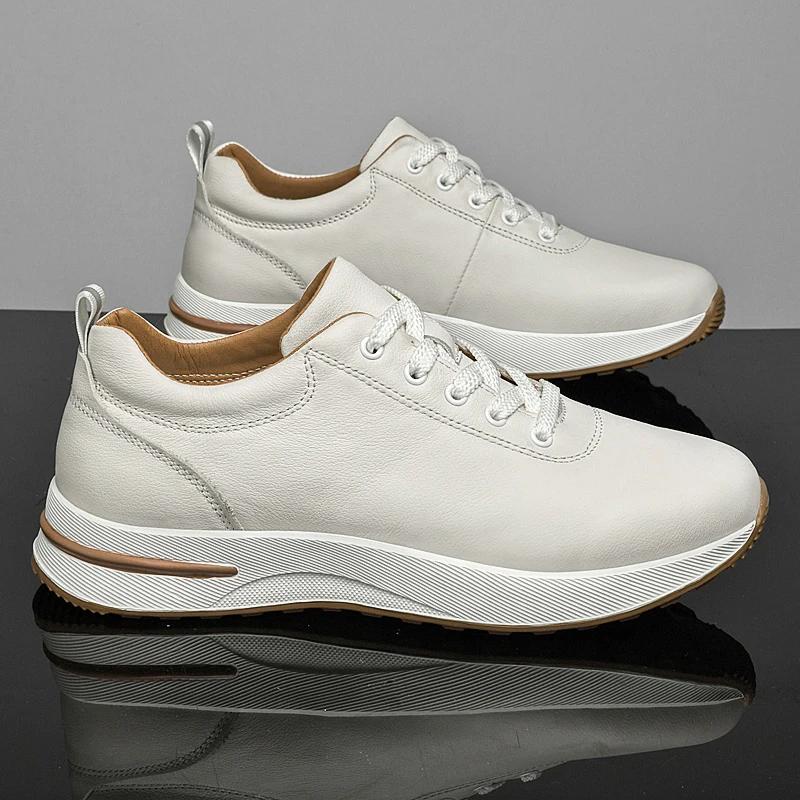 Fashion New Genuine Leather Casual Shoes for Men Lace-up Sneakers Male Skateboard Footwear Man Breathable Sports Shoes Trainers