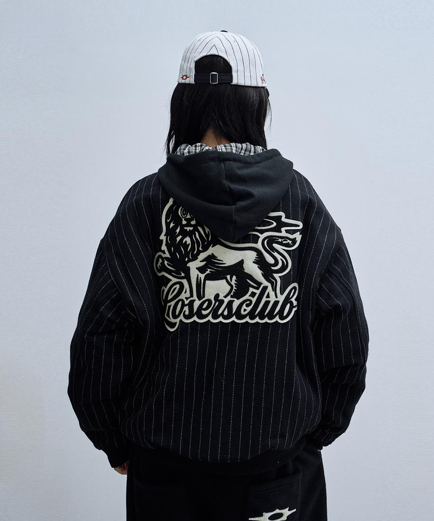 Losers Club Striped Wool Varsity Jacket Black