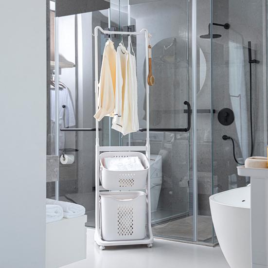 Yousheng Rolling Clothing Rack Multifunctional Laundry Hamper with Wheels Garment Rack with Hooks Detachable Laundry Baskets for Bedroom Laundry Room