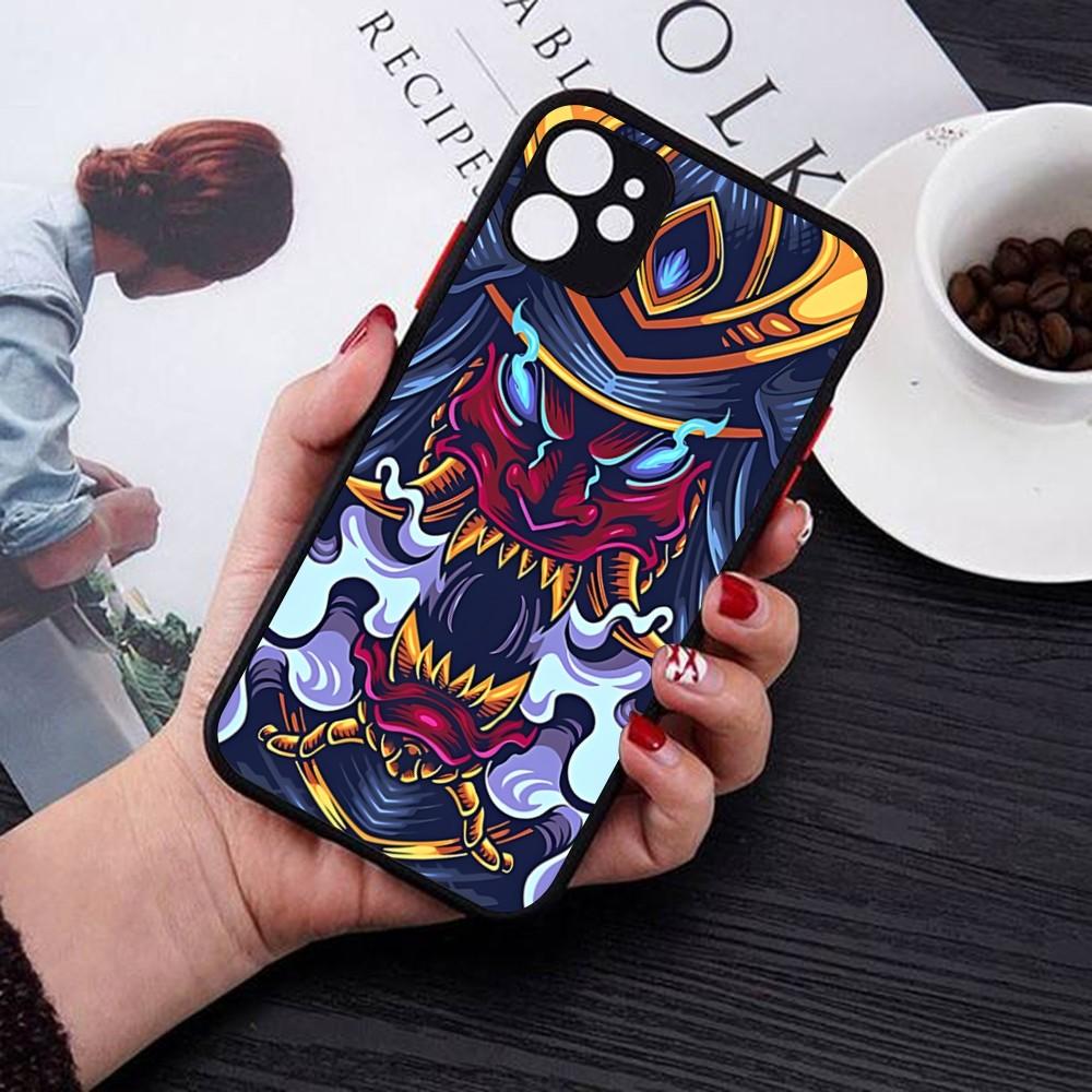 Samurai Oni Mask Phone Case For IPhone 14 11 12 13 Mini Pro Max 8 7 Plus X XR XS MAX Translucent Matte Cover