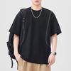 New Summer Short-sleeved T-shirt for Men's Bright Line Loose Five-point Sleeve T-shirt Casual Japanese Retro
