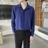 New Summer High End Handsome Fashion Cool Style Flip Collar Buckle Casual Loose Oversize Ice Silk Solid Color Shirt for Men