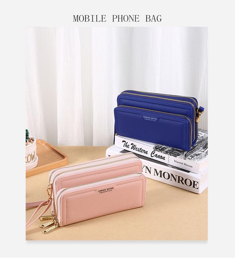 Lonny Women's Large Double Zipper Clutch Wallet & Shoulder Bag - Multifunctional, Fashionable, and Spacious.