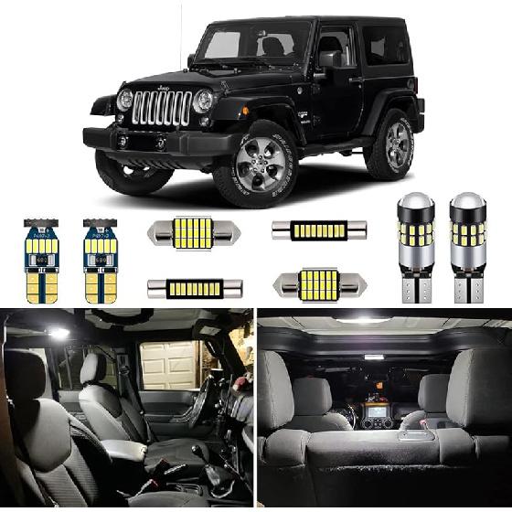 6 Piece CANBUS LED Interior Light Kit for Jeep Wrangler JK 4-Door 2007 2008 2009 2010 2011 2012 2013 2014 2015 2016 2017 2018 Super Bright 6000K