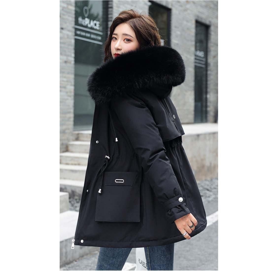 

Пуховик Куртка с хлопковой подкладкой Подкладка из овечьей шерсти, занижающая талию Утолщенная куртка M чёрный