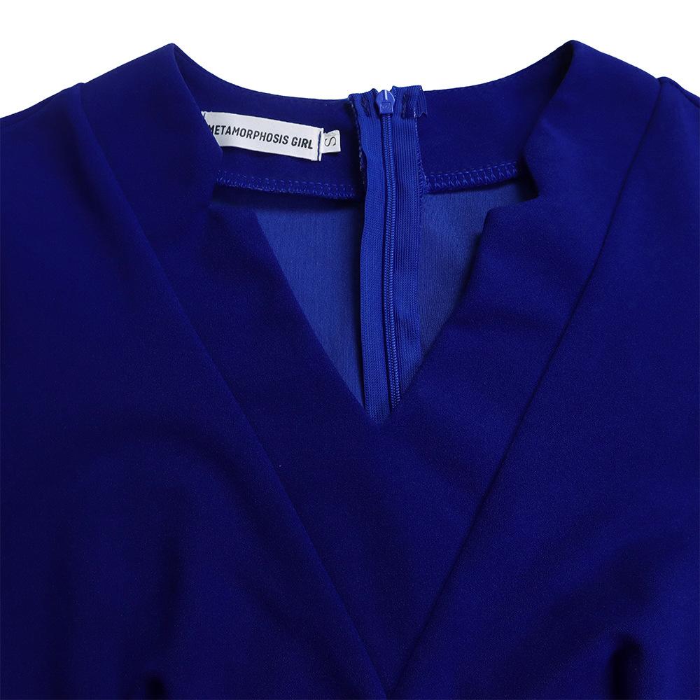 Z paskiem JKASHDK Moda damska Wiosna Jesień Jednolity kolor Drukuj 3/4 Rękawy Dekolt w kształcie litery V Wysoka talia Casual Sukienki