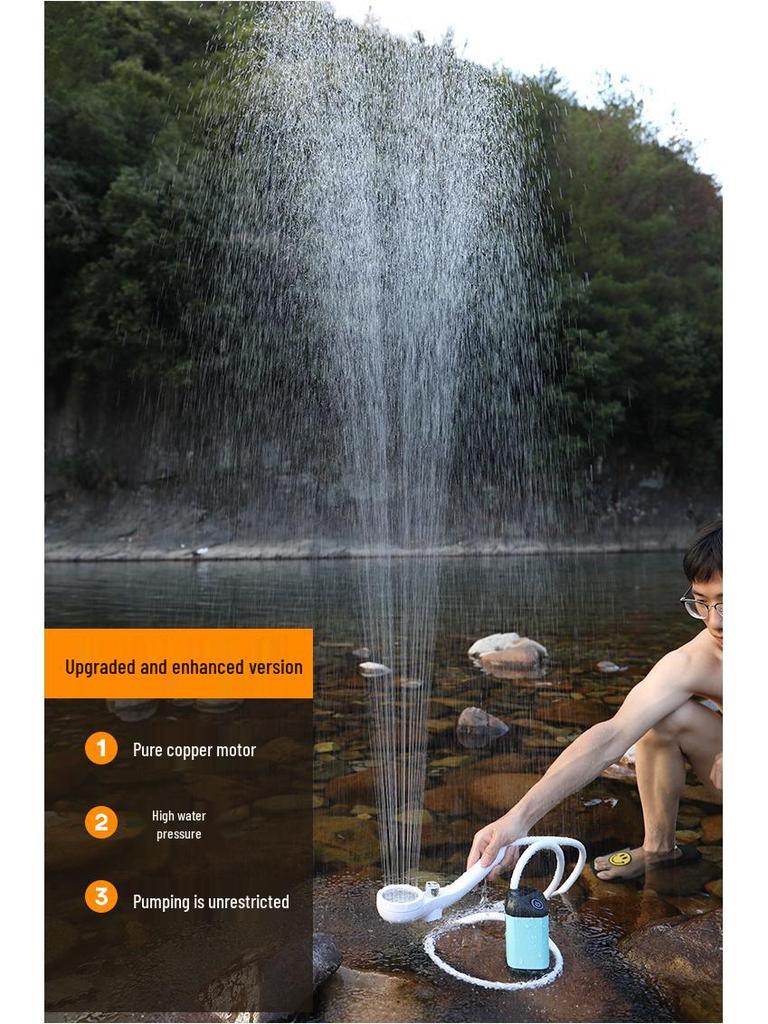 Portable Self-Priming Electric Shower for Outdoor and Rural Use