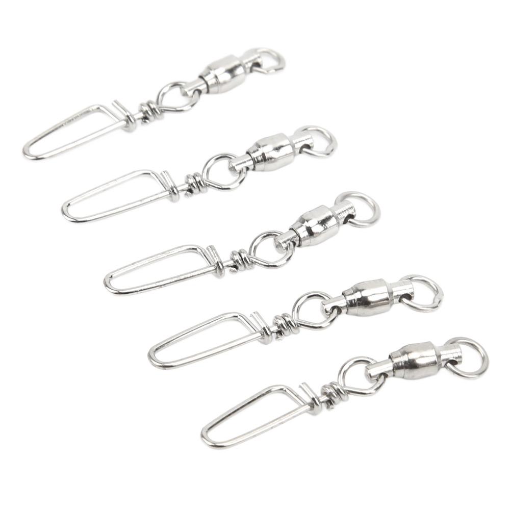 50PCS 2 Sizes Ball Bearing Swivels Stainless Steel Leader Connector  Fishing Tackle