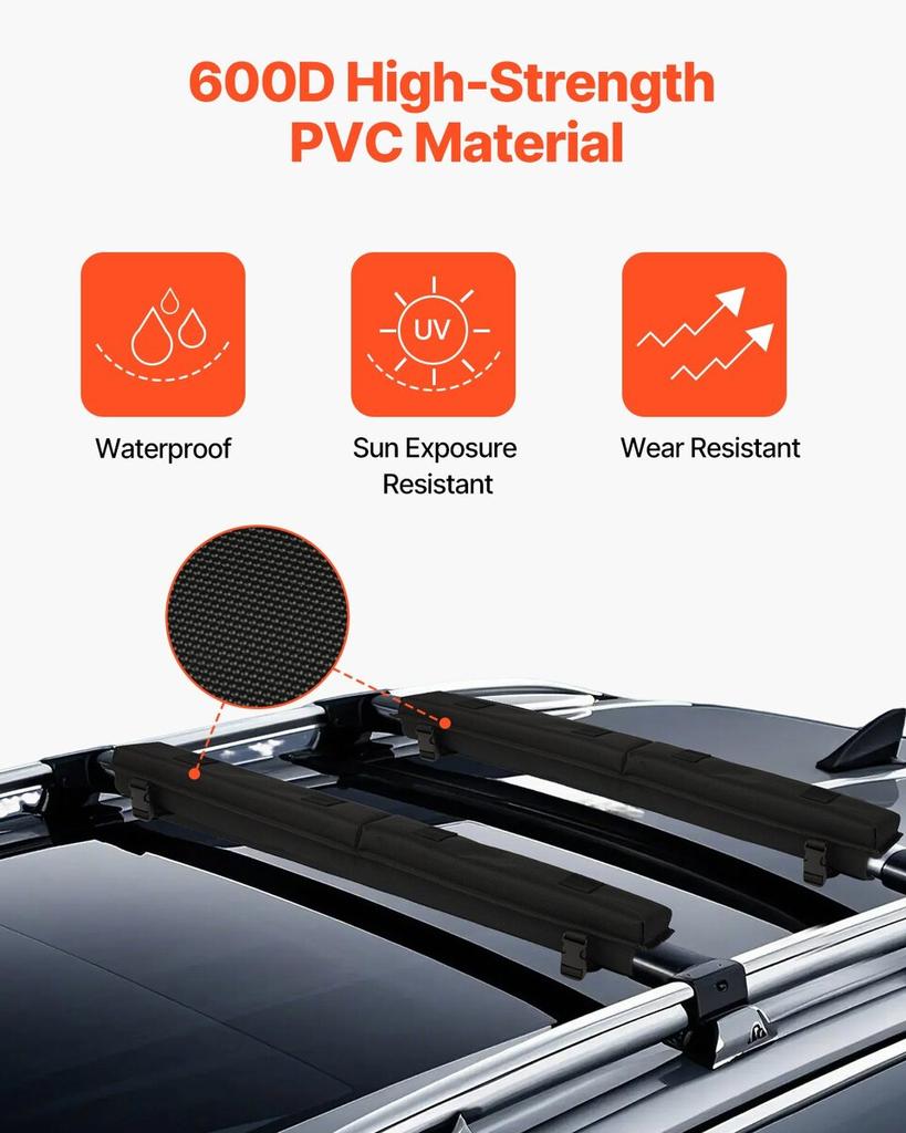 Roof Rack Pads for Crossbar 176lbs Load Capacity for Kayak Canoe Surfboard