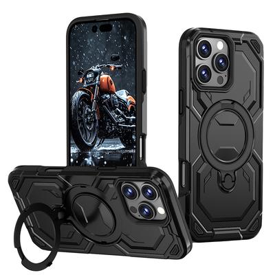 Metal Bracket Wireless Charge Magnetic Case For iPhone 16 Pro Max 15 Pro 14 13 12 11 360 Ring Stand Shockproof for Magsafe Phone Cover