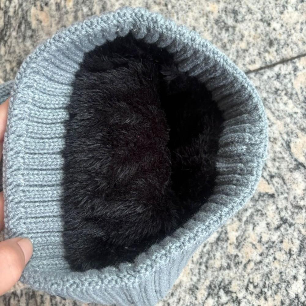 Warm Winter Twist Knitting Hat Solid Color Winter Bonnet Cute Pompom Thick Plush Cap  Women/men