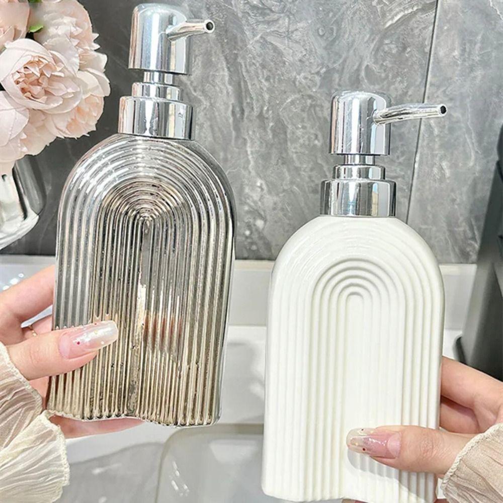 Refillable Ceramic Hand Soap Bottle Press Type Liquid Lotion Storage Bottles Household