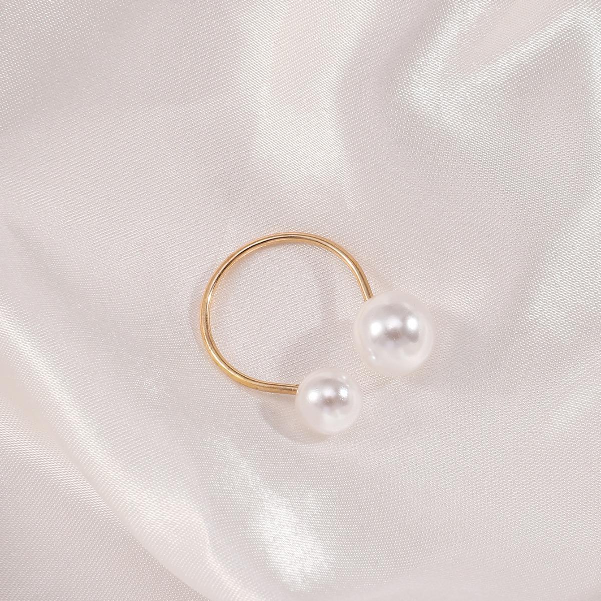 Открытое кольцо с жемчугом One Size