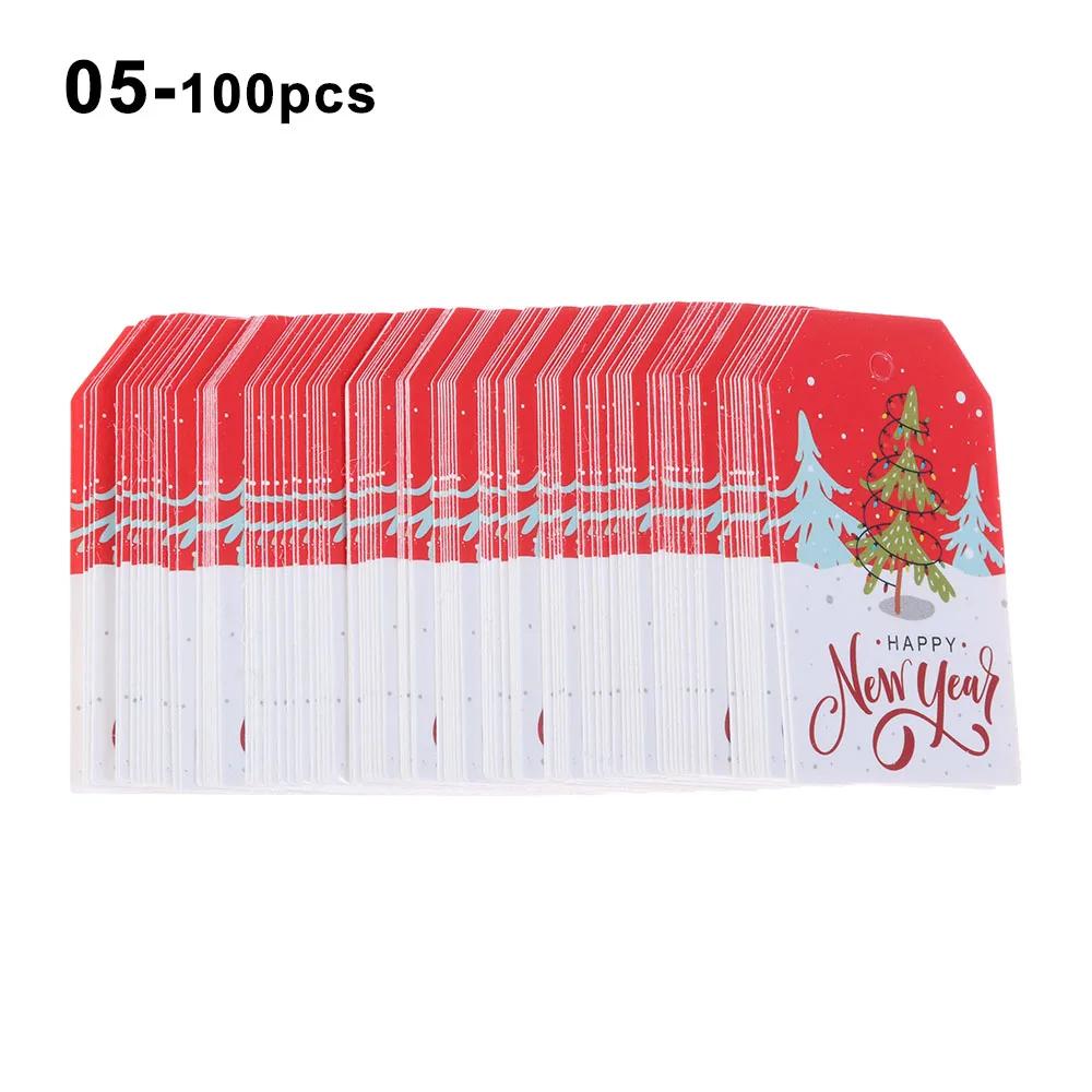 50PCS Merry Christmas DIY Kraft Tags Labels Gift Wrapping Paper Hang Tags Santa Claus Paper Cards Xmas Party Supplies
