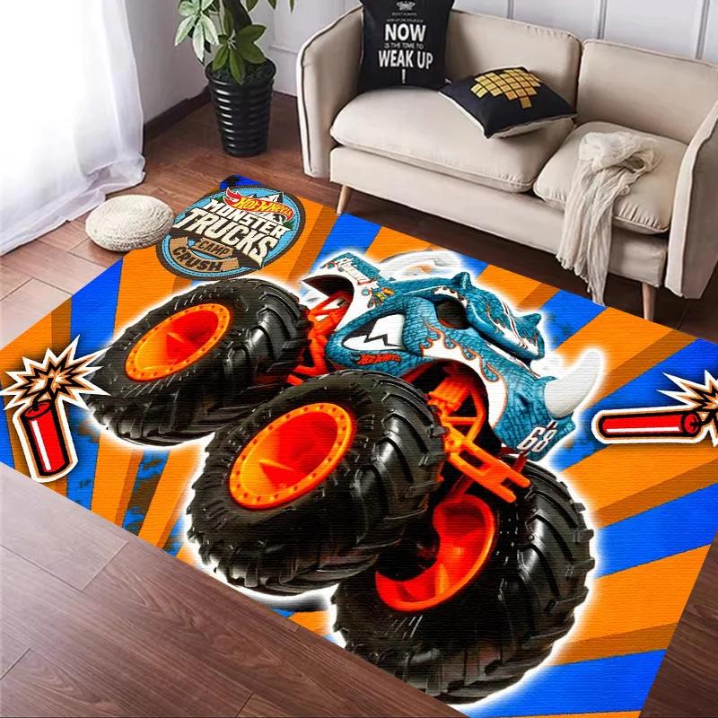 H-Hot Wheels-Themed Large Carpet Mat for Bedroom and Living Room Decor Stylish Area Rug Long Hallway Entryway Doormat Durable