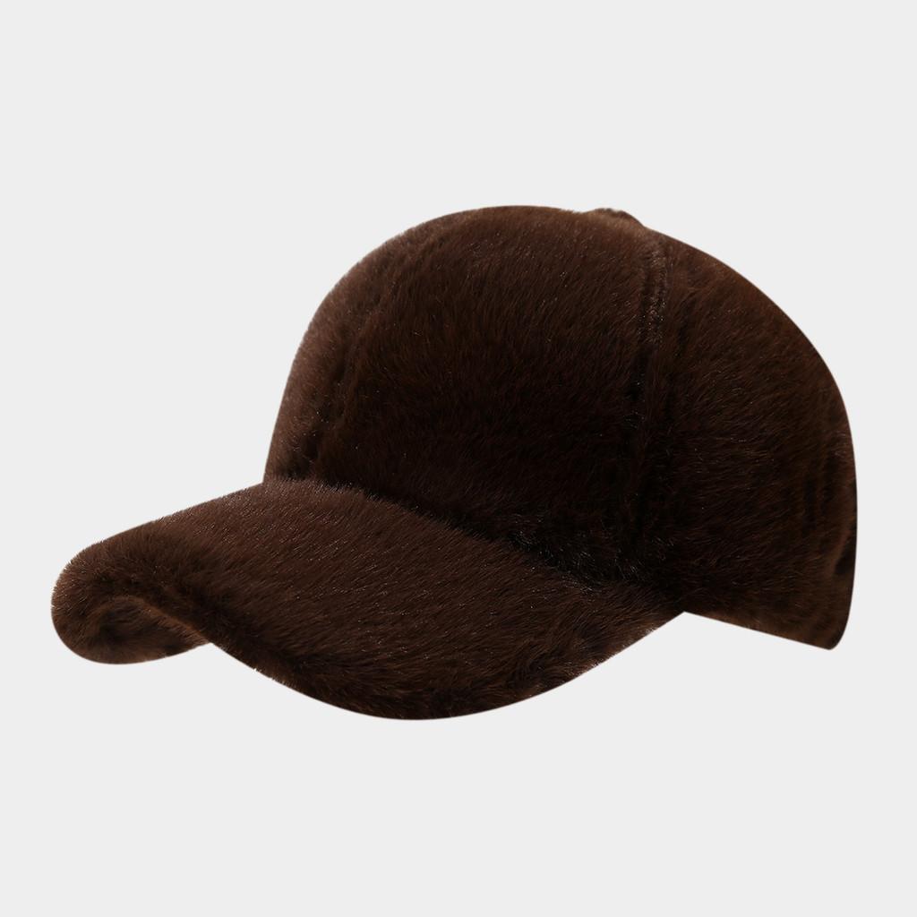 

Pure Color Fall Winter Baseball Hat With Warmth And Windproof Features For Casual Wear коричневий