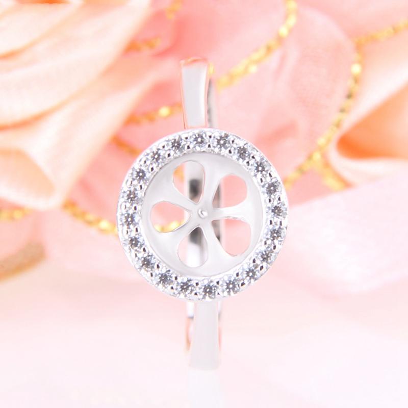 CLUCI 3pcs Silver 925 Women Round Adjustable Rings Zircon Pearl Ring Mounting 925 Sterling Silver Open Rings Jewelry SR2127SB