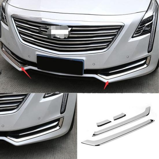 Front Fog Light Lamp Strip Trim 4PCS Chrome Steel Fit For Cadillac CT6 2016-2018