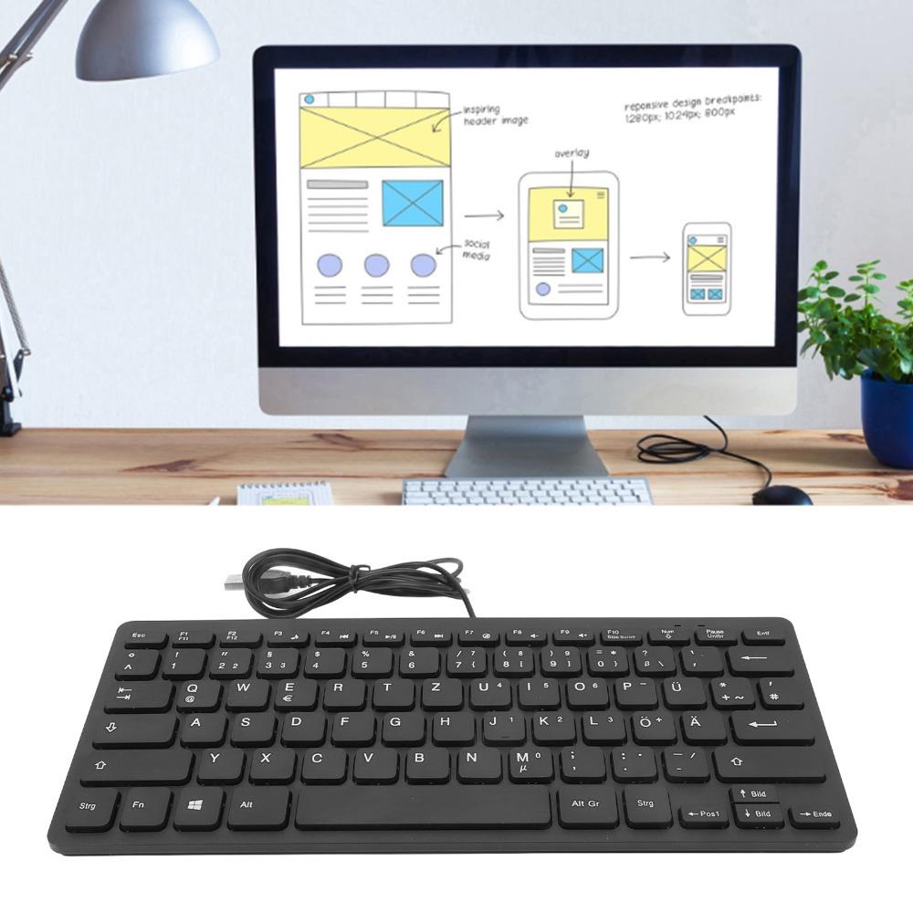78 Keys Language Keyboard Splash Proof USB Wired Keyboard Durable Ultra Thin Keyboard  Office Work