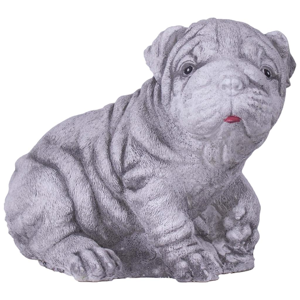 Garden Sculpture of a Bulldog Dog Made of Concrete