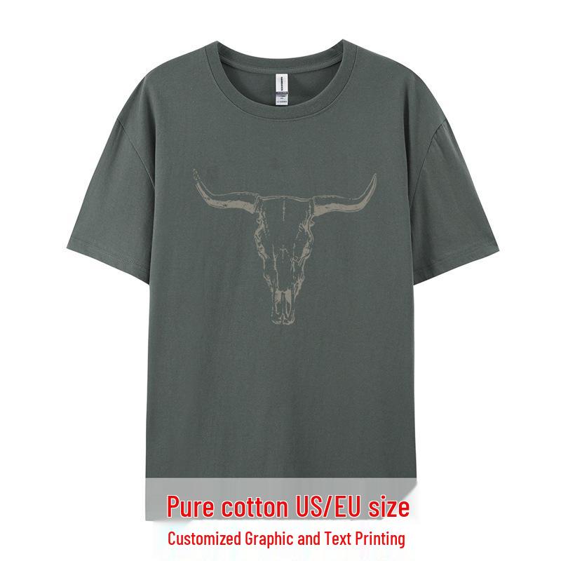 

Women s Western Skull Print Cotton T-Shirt, Short Sleeve, Round Neck XXXL