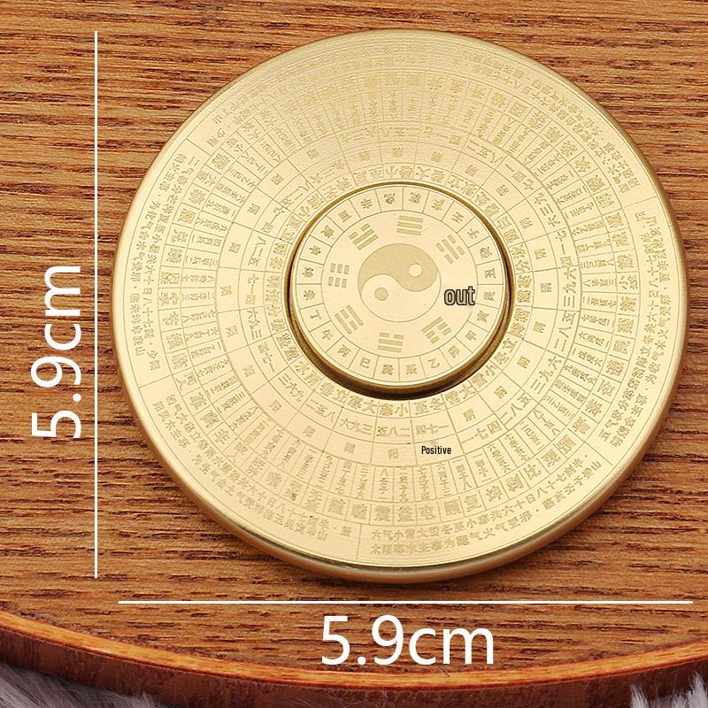 Brass Copper Bagua Compass Feng Shui Ornament: Spin Relief Metal Craft for Directional Guidance