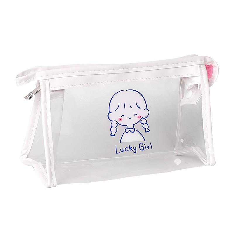 Japanese Large Capacity Handbook Storage Bag Transparent Pencil Bag Female Simple Ins Trend Student Cute Kawai Stationery Box