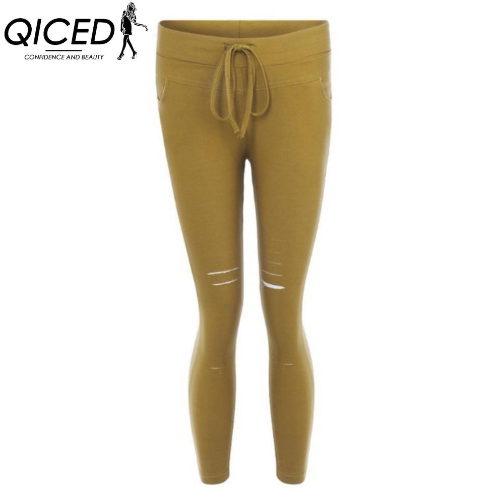 

QICED Женские модные повседневные брюки и капри с принтом однотонного цвета XXXXL хаки