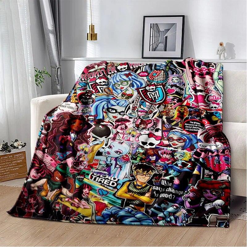 3D Monster High Anime Cartoon Blanket,Soft Throw Blanket for Home Bedroom Bed Sofa Picnic Travel Office Rest Cover Blanket Kids