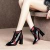 Fashion Super high heel slippers mesh women's flush boots black sandals ankle boots pointed toe parka hot sale