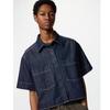 UNIQLO 483877 Denim Boxy Shirt Half Sleeve BLUE NAVY NATURAL Japan