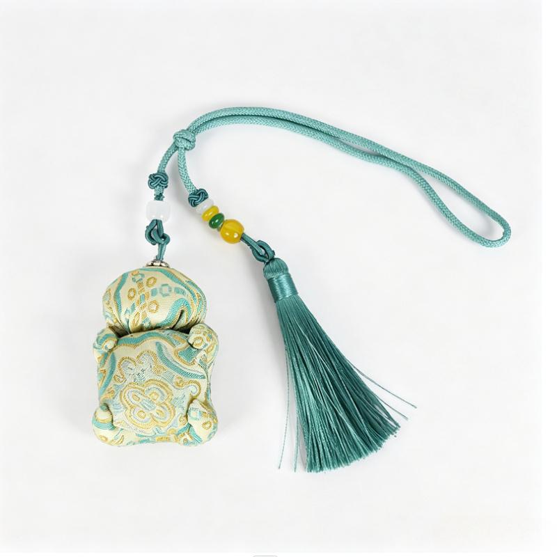 Ethnic Zhuang Brocade Mascot Hanging Ornament Woven Tassel Bag Charm, 7 Colors Available