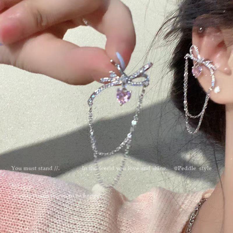 

Korean Fashion Sweet Cute Bowknot Stud Earrings For Women Girls Wedding Party Zircon Accessories